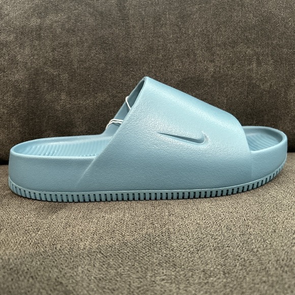 Nike Calm Slide Men 12 Smokey Blue Solid Sandal Slip On Comfort Relax FD4116-005 - Picture 1 of 10